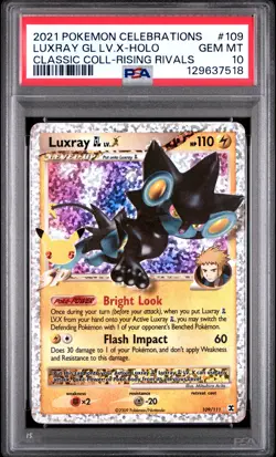 2021 POKEMON CELEBRATIONS CLASSIC COLL #109 LUXRAY GL LV.X-HOLO PSA 10 - Image 1