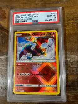 POKEMON 2023 Sword Shield Crown Zenith RADIANT CHARIZARD #020 PSA 10 Gem RARE - Image 1
