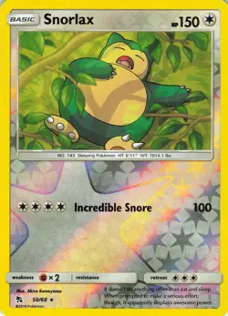 Snorlax - Reverse Holo - 50/68 Hidden Fates - Pokemon TCG - 2019 - Image 1