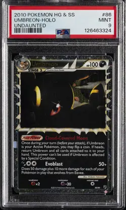 2010 POKEMON HEARTGOLD & SOULSILVER UNDAUNTED #86 UMBREON-HOLO PSA 9 - Image 1