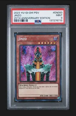 PSA 9 - Jinzo PSV-000 Secret Rare 25th Anniversary Edition Yugioh! 2023 - Image 1