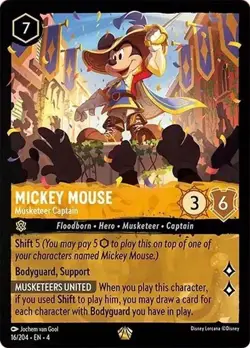 MICKEY MOUSE Musketeer Captain Legendary #16 EN 4 URSULA'S RETURN Disney Lorcana - Image 1