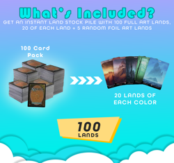 100 FULL ART Basic Lands + Bonus Foil Lands (20 Each Color) Magic the Gathering! - Image 2
