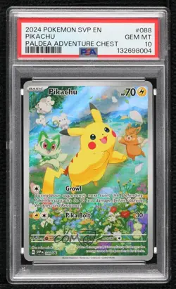 Pikachu (Paldea Adventure Chest) Holo Pokemon Scarlet & Violet Black Star PSA 10 - Image 1