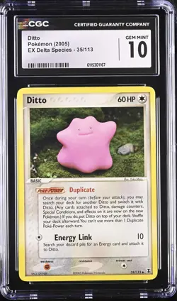 CGC 10 GEM MINT Ditto 2005 EX Delta Species 35/113 Pokemon Card - Image 1