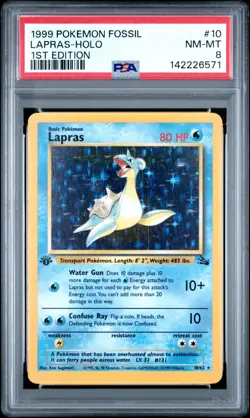 Pokemon PSA 8 NM-Mint 1st Edition Lapras Holo 10/62 1st Edition Fossil - Image 1
