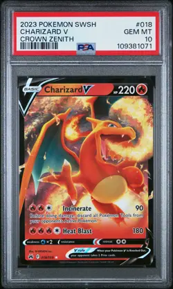2023 POKEMON SWORD & SHIELD CROWN ZENITH #018 CHARIZARD V PSA 10 - Image 1