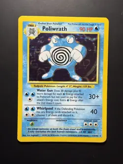 Poliwrath 15/130 Base Set 2 Holo Rare lp Pokemon TCG WOTC Vintage 1999 - Image 1