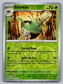 Pokemon TCG SV06: Twilight Masquerade Sinistcha 022/167 Reverse Holo - Image 1