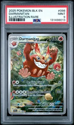 2025 POKEMON BLK EN-BLACK BOLT | ILLUSTRATION RAREDARMANITAN 098 PSA 9 - Image 1