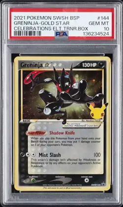 2021 POKEMON SWSH BLACK STAR PROMO #144 GRENINJA-GOLD STAR PSA 10 - Image 1