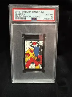 2016 Pokemon Hanafuda Mario Pikachu June Blaziken Card PSA 10 POP 78 - Image 1