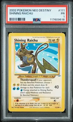 Pokemon TCG Shining Raichu Neo Destiny Holo Card 111/105 Secret Rare PSA 1 - Image 1