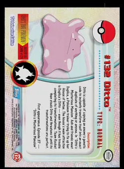 Pokemon Card - Ditto Topps TV Animation Edition 132 Blue Logo - Image 2