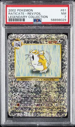2002 POKEMON LEGENDARY COLLECTION #61 RATICATE-REVERSE FOIL PSA 7 - Image 1