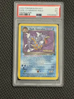 2000 Pokemon Team Rocket Holo Rare Dark Gyarados Prerelease 8/82 PSA 5 - Image 1