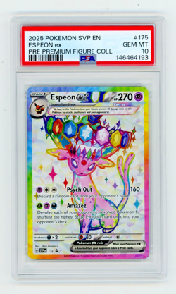 2025 Pokemon Prismatic Evolutions Espeon ex #175 Figure Collection BSP PSA 10 - Image 1