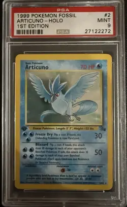 Articuno Holo #2/62 - 1st Edition - 1999 Pokemon Fossil - PSA 9 - Image 1