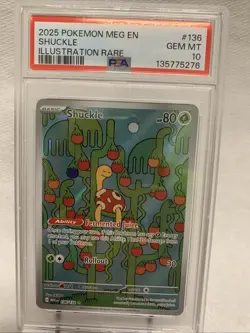 2025 POKEMON MEG EN-MEGA EVOLUTION ILLUSTRATION RARE #136 SHUCKLE PSA 10 - Image 1