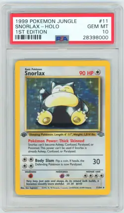 PSA 10 1st Edition Snorlax 11/64 Jungle Pokemon 1999 - Image 1