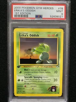 2000 Pokemon Gym Heroes 1st Edition Erika's Oddish 78/132 PSA 9 Mint - Image 1