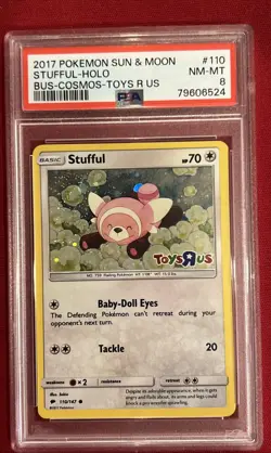 2017 Pokemon Sun & Moon Stufful Holo #110 Bus-Cosmos Toy R US PSA 8 - Image 1