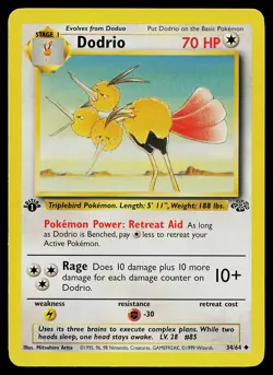 Pokemon Card - Dodrio Jungle 34/64 Uncommon 1st Edition - Image 1