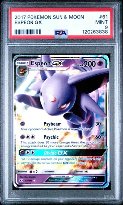 Pokemon 2017 Sun & Moon ESPEON GX #61 PSA 9 Mint RARE - Image 1