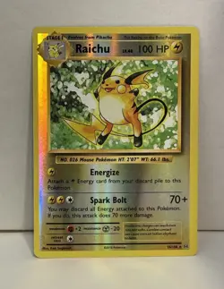 Raichu Reverse Holo Rare – Evolutions 36/108 – Pokemon TCG – 2016 – 100 HP Card - Image 1