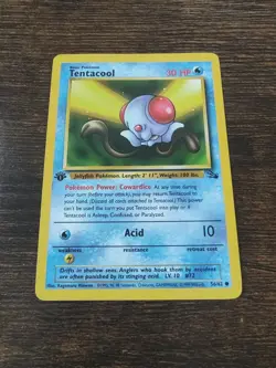 Pokemon Fossil 1st Edition Tentacool 56/62 Non Holo NM-MINT - Image 1