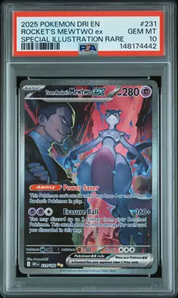 2025 POKEMON DRI EN-DESTINED RIVALS #231 TEAM ROCKET'S MEWTWO EX PSA 10 - Image 1