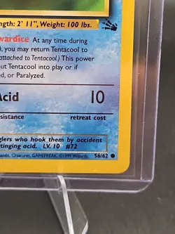 Tentacool 56/62 Pokemon Fossil 1st Edition Common NM 1999 - Image 5
