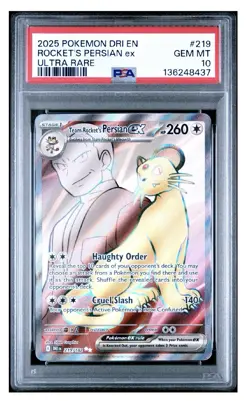 2025 POKEMON DRI EN-DESTINED RIVALS | ULTRA RARETEAM ROCKET'S PERSIAN EX 219 - Image 1