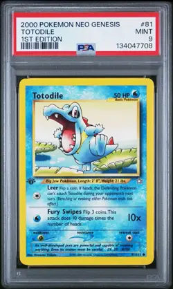 2000 POKEMON NEO GENESIS 1ST ED #81 TOTODILE PSA 9 - Image 1