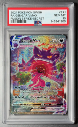 Pokemon Gengar Vmax 2021 Sword & Shield Fusion Strike Secret Rare #271 FA PSA 10 - Image 1