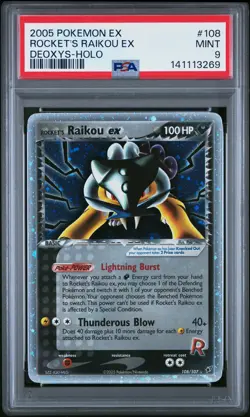 2005 POKEMON EX DEOXYS #108 ROCKET'S RAIKOU EX-HOLO PSA 9 - Image 1