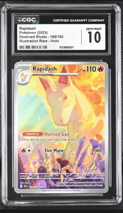 Rapidash 189/182 IR Illustration Rare Pokemon Destined Rivals CGC 10 GEM MINT - Image 1