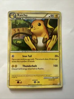 Pokemon Card - Raichu HeartGold SoulSilver 10/123 Holo Rare - MP - Image 1