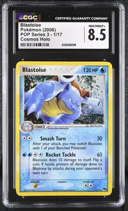 CGC 8.5 Blastoise 2006 POP Series 3 1/17 Cosmos Holo SWIRL Pokemon Card - Image 1