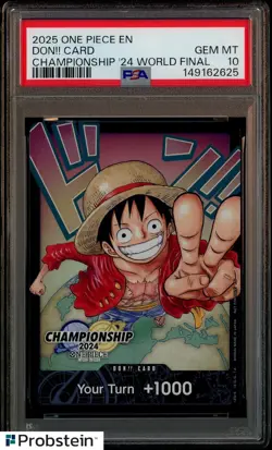 2025 ONE PIECE CARD EN MONKEY D. LUFFY DON CARD PROMO '24 CS WORLD FINAL PSA 10 - Image 1