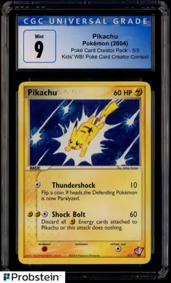 2004 Pokemon Kids' WB! Poke Card Creator Pack Contest 5/5 Pikachu CGC 9 MINT - Image 1