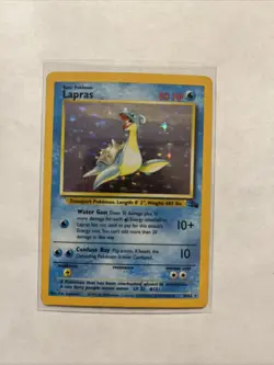 Pokemon TCG Lapras Fossil Holo Unlimited Rare Card 10/62 Vintage - Image 1
