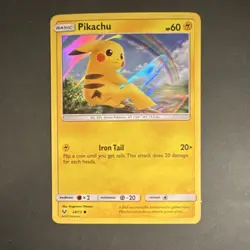 Pokemon Pikachu 28/73 Shining Legends water web Holo Thunder English - Image 1