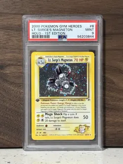 Pokemon 2000 Gym Heroes LT Surges Magneton 1st Edition Holo PSA 9 - Image 1