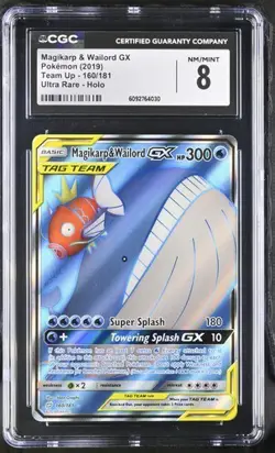 CGC 8 MAGIKARP & WAILORD GX 160 TEAM UP SUN & MOON TAG TEAM POKEMON NM/ MINT - Image 1