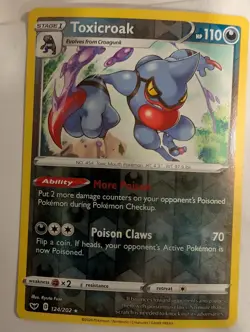 Toxicroak - 124/202 - Sword & Shield Base Pokemon Reverse Holo Foil Nice! - Image 1
