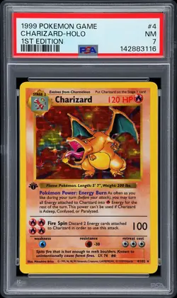 1999 POKEMON BASE SET 1ST EDITION #4 CHARIZARD-HOLO PSA 7 - Image 1