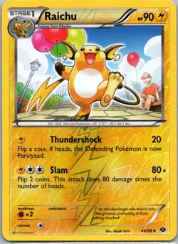 Pokemon TCG Raichu 40/99 Next Destinies Rev Holo LP - Image 1