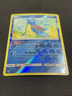 Pokemon Lapras 56/214 SM Lost Thunder Rare Reverse Holo NM - Image 3