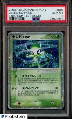2003 Pokemon Japanese Play 5000 EXP Points Promo #006 Celebi EX Holo PSA 10 - Image 1